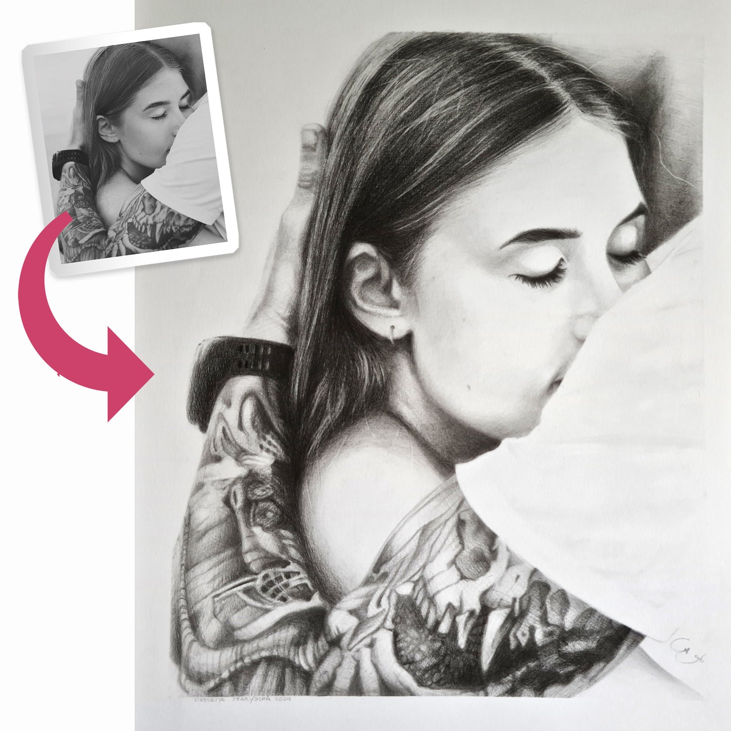 Custom Child Portrait from Your Photo #01 (Graphite Pencil)